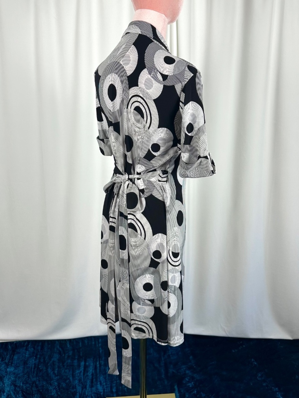 Vintage Y2K Intrigue New York Abstract Wrap Tie Dress XS/S - Picture 10 of 16